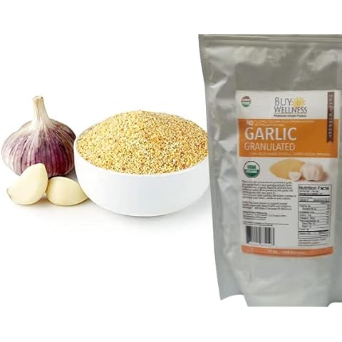 Buy Wellness Garlic Granulated USDA Organic Fresh Low Heat Dried Bulk 14 oz Resealable bag Cover