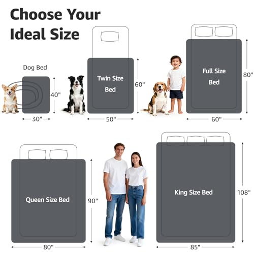 Image of LOOBANI Waterproof Blanket for Bed: Reversible Soft Flannel King Size Bed Blanket 85 inch x 108 inch, Waterproof Dog Blankets for Large Dogs, Spill-Proof Cover for Furniture Protection, Movie Time, Beige