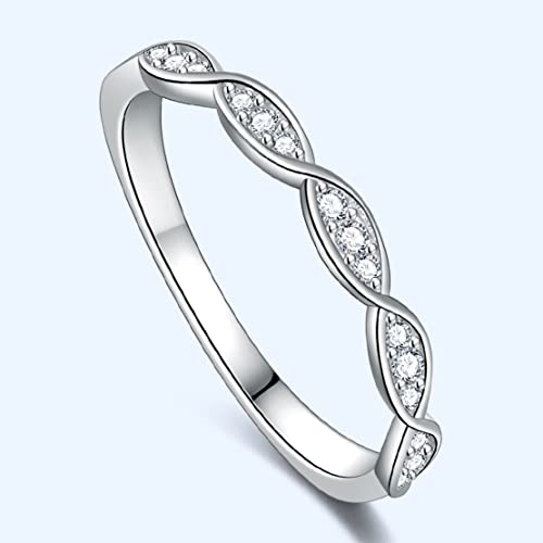 Huxicui 2Mm Love Ring For Women 925 Sterling Silver Aaa Cubic Zirconia Stacking Crystal Statement Rings For Girls Stackable Thin Cz Ring Wedding Band Comfort Fit Size 8 #TOP1