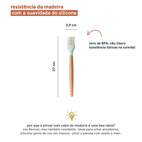 PINCEL de SILICONE com CABO de MADEIRA OIKOS Cinza Claro, U