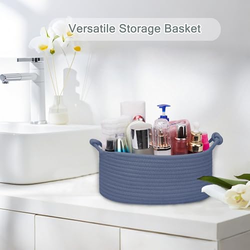 Image of COMSE Small Gift Basket Empty with Bag & Ribbons, Solid Folkstone Gray