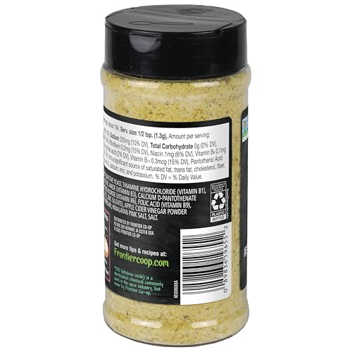 Image of Frontier Co-op Himalayan Salt & Vinegar Nutritional Yeast Blend with Vitamin B12 7.51 oz - For Popcorn, Snacks, Pasta, and Soup (Pack of 2)