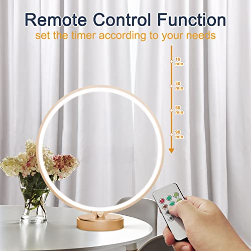 Doraubia Light Therapy Lamp,10000 Lux Uv Free Sun Lamp With Touch & Remote Control, Desk Lamp With Stepless Brightness, Timer And 3 Color Temperatures (Gold) #TOP3