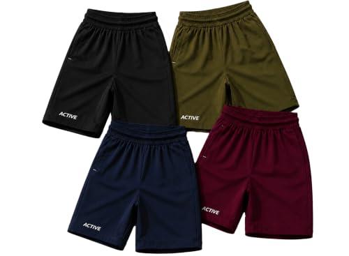 Image of AUSK Men's Running Gym Workout Sports Shorts with Elastic Waistband Side Pockets Quick Dry Breathable Activewear Shorts for Men Combo Pack of 4