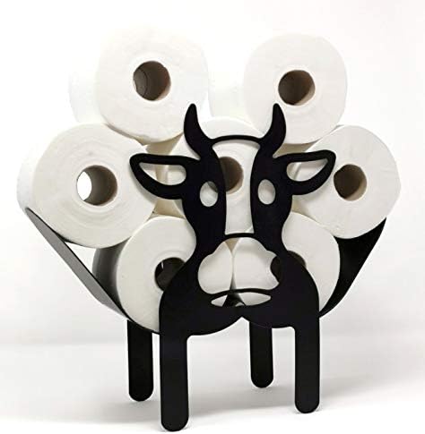 Garden Mile Toilet Roll Holder in Metal, Novelty Fun Practice, Bathroom Storage Solution, Loo Roll Stand Wall Mounted or Free Standing (Cow Toilet Roll Holder)