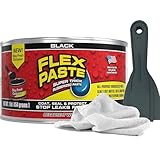 Flex Seal Black Flex Paste 1lb | Leak Repair Bundle with Putty Knife Set + Daley Mint Cleaning Towel | Quickly DIY Repair & Fill Gaps, Holes, Cracks