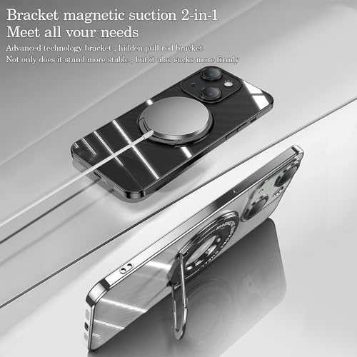Coque iPhone 14 compatible MagSafe anti-choc avec support caméra argenté QLTYPRI - 2