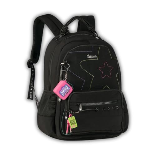 Mochila Luluca de Costas Escolar Juvenil Infantil Meninas, Cor Preto