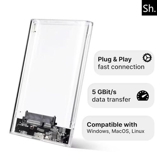 Sh. Caja de disco duro externa de 2,5", USB 3.0 a SATA SSD HDD Caddy, con soporte UASP de 5Gbps, estuche portátil para disco duro SATA SSD HDD de 2,5 pulgadas, compatible con portátil/PC/PS4/Xbox - imagen 3