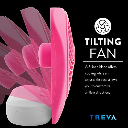 O2Cool Treva 5 Inch Battery Powered Fan Portable Desk Fan 2 Cooling Speeds With Compact Folding & Tilt Design Small Fan Cubicle Accessories Mini Fan Portable (Raspberry) #TOP2