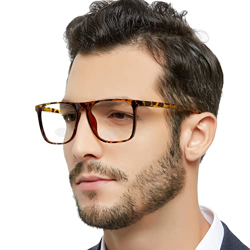 OCCI CHIARI Oversized Bifocal Reading Glasses 3.0 for Men Stylish Men's Bi-focal Readers Spring Hinge (Yellow Tortoiseshell, 300)