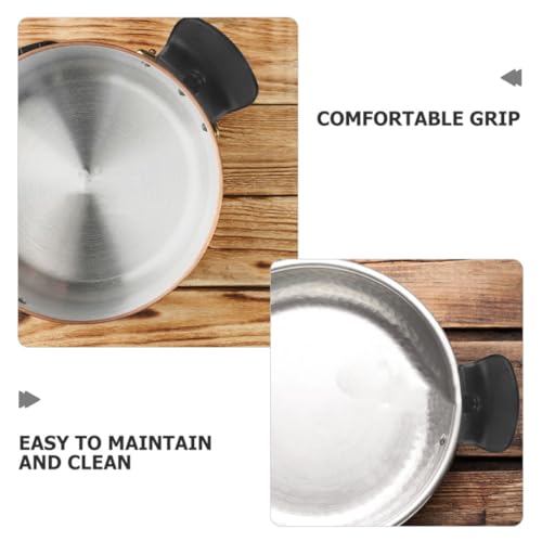 LABRIMP Repuesto mango ergonómico para olla con diseño en oreja, acero inoxidable negro, 4 piezas con resistencia al calor y fácil instalación, adecuado para olla a presión y vaporera miniatura 3