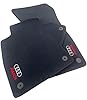 ASC Tappetini Auto Compatibili con Audi A4 B9 Berlina/Sportback 2015-2024, Velluto Grigio Scuro, Formato Originale, 2 Loghi Ricamati