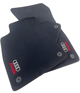 ASC Tappetini Auto Compatibili con Audi A4 B9 Berlina/Sportback 2015-2024, Velluto Grigio Scuro, Formato Originale, 2 Loghi Ricamati