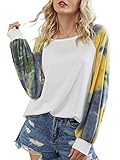 PERSUN Women’s Long Sleeve Sweatshirt Tie Dye Printed Pullover Casual Loose Tops