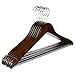 Clutter Mate - Set of 20 - Premium Finished Walnut Wooden Coat Hangers with Notches, Non-Slip Pants Bar, Swivel Hook, Wood-Grain Dress Wooden Clothes Hangers for Coats and Pant, Wood Suit Hanger Pack