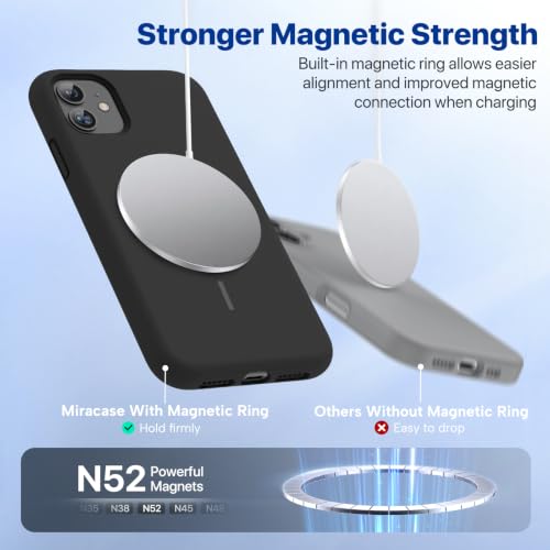 Image of Miracase Silicone & Magnetic for iPhone 11 Phone Case, Dark Black