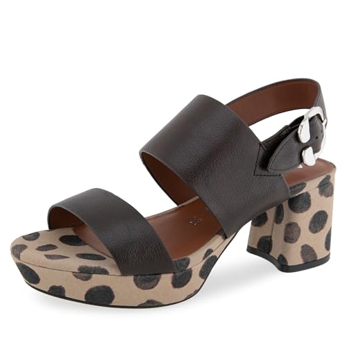 Aerosoles Women's Camera Platform Heeled Sandal, Java Spot Leather, 6M