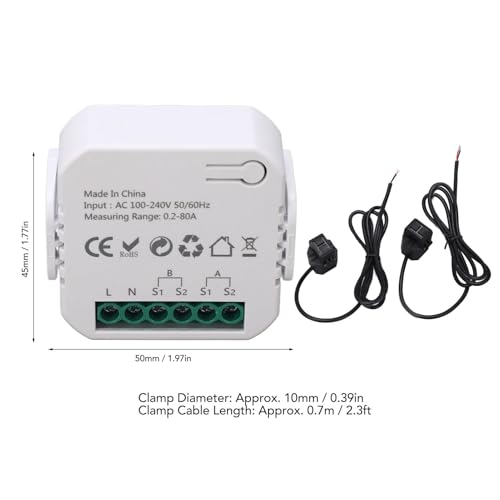 Image of Walfront Smart Home Single Phase Clamp Energy Meter WiFi Smart Power Monitoring Meter AC100?240V (Black), WALFRONTcgxf9qiz2p-11