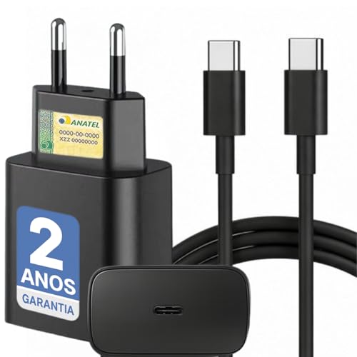 Carregador Super Turbo Ultra Rápido, Com entrada Dupla Type C + USB Com Carregamento Extra Power Fast, Acompanha Cabo C/C, Compatível Com Todos Aparelhos Tipo C. (SMART FAST)