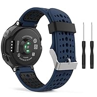 MoKo Strap Compatible with Garmin Forerunner 235, Soft Silicone Replacement Watch Band fit Forerunner 235 Lite/220/230/620/630/735XT Smart Watch - MIDNIGHT BLUE & BLACK
