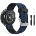 Produktbild MoKo Armband Kompatibel mit Garmin Forerunner 235/235 Lite/220/230/620/630/735XT, Silikon Ersatz Uhrenarmband Einstellbar Sportarmband Wechselarmband, Mitternachtsblau/Schwarz