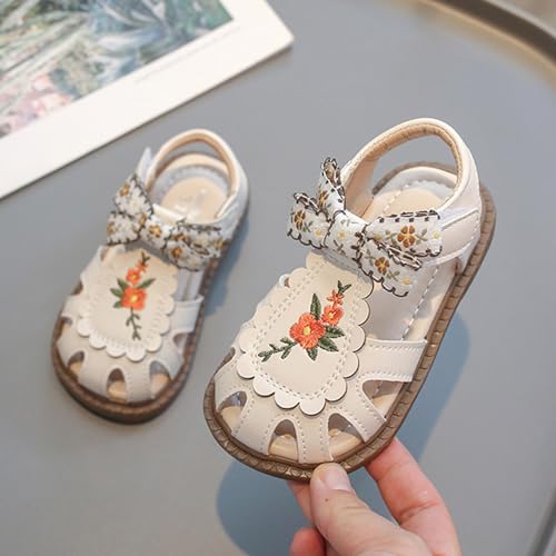IWIHMIV Baby Girls Sandals Beach Sandals Bowknot Soft Rubber Sole Toddler Summer Princess Dress Flat Walking Shoes4