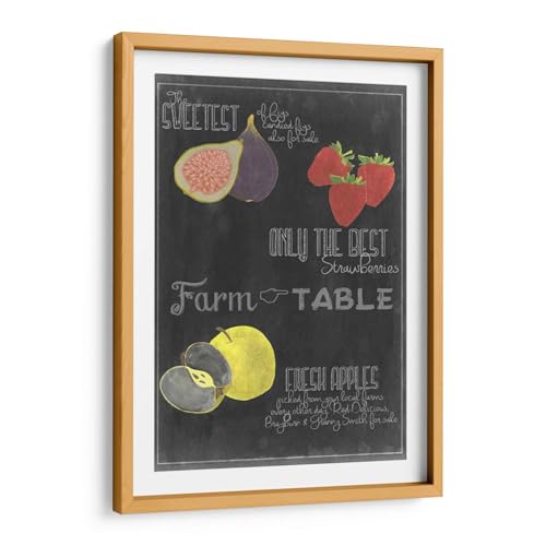 Canvas Lab | Blackboard Fruit III by Vision Studio | 11 x 17 in | Fine Art Framed Print, Frame Color: Natural, With Mat | Food, Kitchen | Wall Decor for Bedroom, Living Room or Office