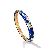 KummerSaprk Vintage Flower Bangle for Women Chinoiserie Cloisonne Bracelet for Women Trendy Women's Bangle Bracelets Cloisonne Jewelry Gifts