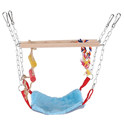 Fdit Pets Birds Parrot Climbing Toy Colorful Swing Ladder with Bed Accessories Hanging Pet Toys(Blue)