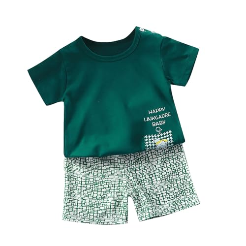 Toddler Boys 2 Piece Outfit Animals Printed Cartoon Cute Short Sleeve 2pc Set Lightweight Cotton Soft