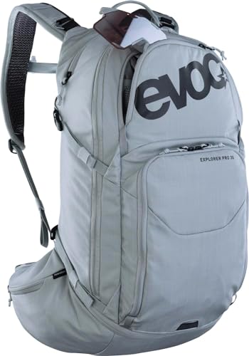 Evoc Explorer Pro 30, Zaino (Vestibilità Body Hugging, Sistema Air Flow Contact System, Scomparto Per Vescica D'idratazione Fino A 3L E Copertura Antipioggia, Taglia Unica), Argento - 4