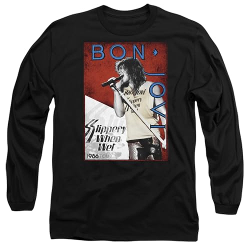 Cotton Soul Bon Jovi 86 Tour Unisex Long Sleeve T Shirt, Black, Small