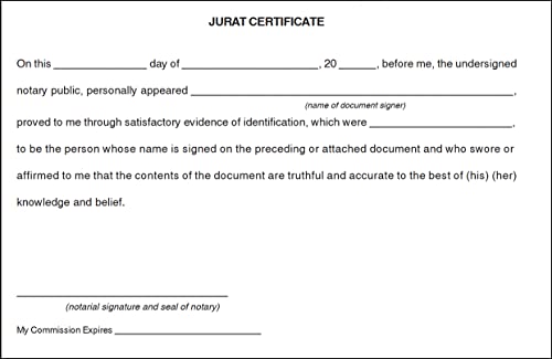 Notary Jurat/Affidavit Certificate Pads White