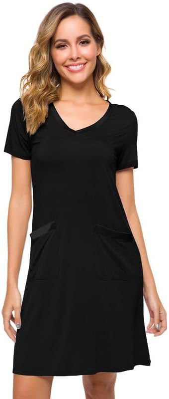 WiWi Soft Nightgown for Women Short Sleeve Sleep Shirts Plus Size Ladies Sleepwear Pajamas S-4X - Image 2