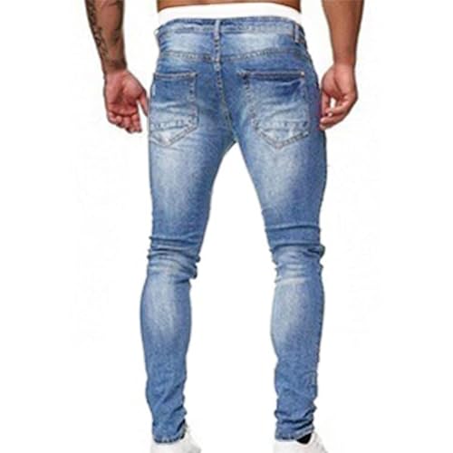 Men's Distressed Jeans Classic Fit Ripped Skinny Jeans Stretch Destroyed Ripped Tapered Leg Denim Pants with Pockets2