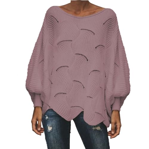 Genérico Sudadera Mujer Deporte Sudaderas Mujer Grandes Suéter de Mujer, suéter Tejido para Mujer, Otoño Invierno, Color sólido, Cuello, jerséis Sueltos Elegantes e Forro es Mujer (Purple, XXXXXL)