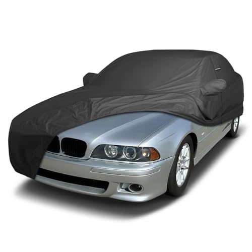 Image of iCarCover Premium Custom Car Cover for 1982-2003 BMW 5-Series Sedan Heavy Duty Waterproof All Weather Rain Snow UV Sun Protector Custom Fit Full Exterior Indoor Outdoor Protection Car Cover (Black)