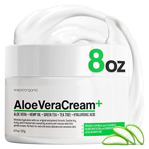 Organic Aloe Vera Moisturizing Cream Body and Face Moisturizer For Acne, Psoriasis, Rosacea, Eczema, Aging, Itchy Dry or Sensitive Skin Care Cream, Skin Care Face Natural Cream (8 oz)
