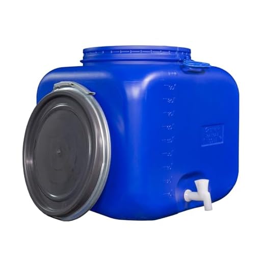 Fixkraft Fass Quad. mit Deckel, Spannring und Hahn 100l blau|lebensmittelecht Camping Aufbewahrung Behälter Wasserfass