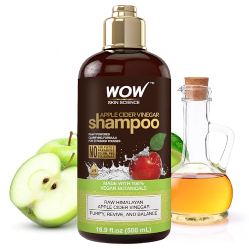 WOW Skin Science Apfelessig-Shampoo – Haarwachstums-Shampoo für dünner werdendes Haar, Haarausfall & Schuppen-Shampoo –klärendes Shampoo für Aufbau (Braun, 16,9 fl oz (Packung mit 1))