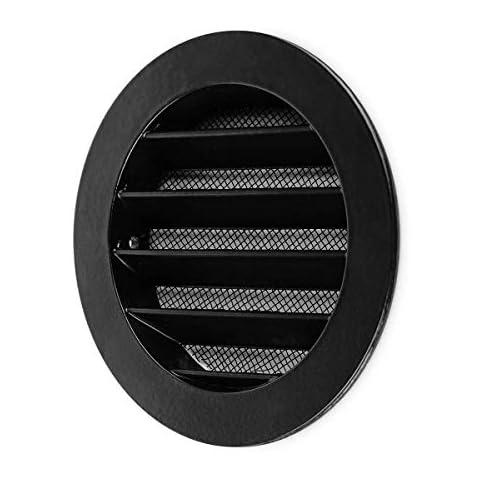 calimaero WSGB Air Vent Cover 100mm Extractor Fan Air Vent Covers for Walls Inside or External Fixed Louvre with Fine Insect Mesh, Black Cover
