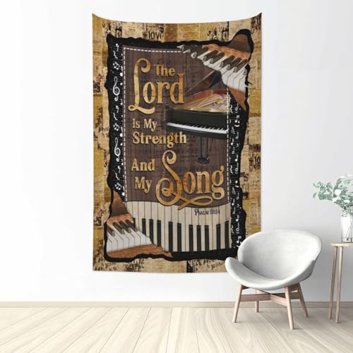 Fuzawet Vintage Piano Tapestry Music Note Tapestry Keys Christian Wall Hanging Lord Wall Decor For Bedroom Living Room Dorm Kitchen Bathroom 40''x60''