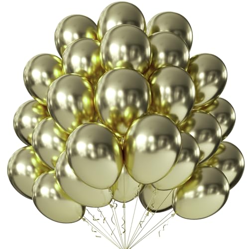 Image of KALOR 10 Inch Metallic Sand Gold Balloons, 100 Pcs Latex Helium Balloons for Kid's Birthday Party Baby Shower Wedding Graduation Graduation Party Decorations