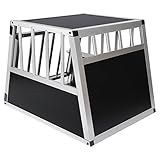 EUGAD Hundetransportbox Aluminium, Hundebox Auto Kofferraum für Klein Mittel Hunde, Transportbox Auto, Hundebox für Zuhause, mit Sicherheitsverschluss, Leicht und Stabil 54x69x51cm