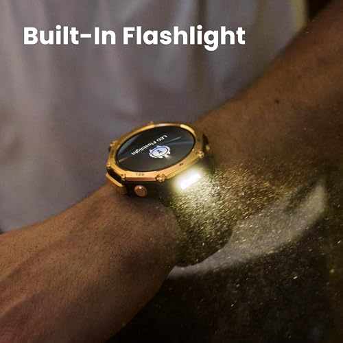 Image of Amazfit T-Rex 3 Pro Outdoor Smart Watch 48mm Sapphire AMOLED Display with Flashlight, Ti Bezel, Dual Band GPS, Offline Maps, 25 Days Battery, 10 ATM, 180+ Sports Mode for Android & iPhone, Black Gold