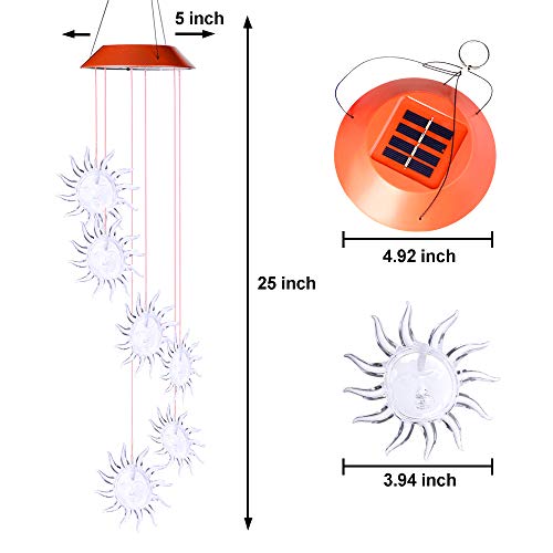 Wind Chimes Outdoor,Solar Color Changing Solar Light Wind Chimes, for Garden,Home, Party, Festival, Night Decoration(Sunflower)