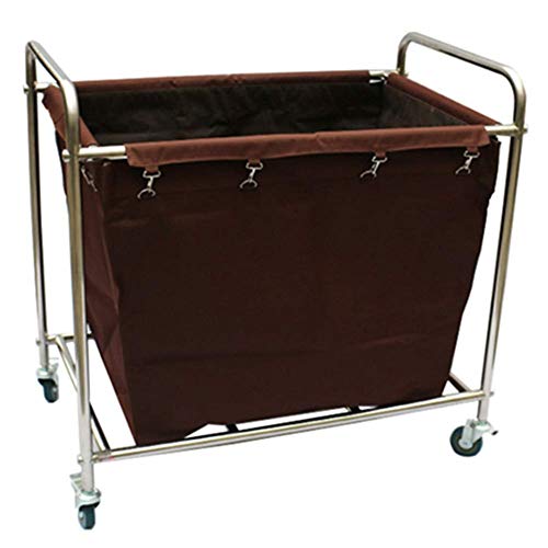 Carrito de lavandería con ruedas y bolsa de acero inoxidable para ropa
