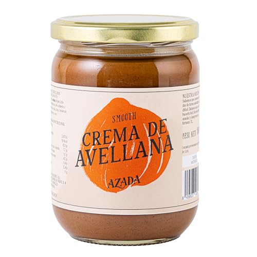 AZADA | Crema de Avellana Smooth 500g | Sin Azúcar añadido | Mantequilla de Avellana | 100% AVELLANAS Tostadas | Cremosa | Sin Gluten | Sin aditivos | Vegana | Sin Aceite de Palma