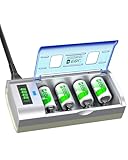 EBL 単2電池 充電式 充電器付き 単二電池充電式4本 充電器セット LCD充電器＋ 単1/単2/単3/単4/9Vニッケル水素/ニカドに対応 Cセル5000MAHバッテリー リフレッシュ充電器 単一 単二 単三 単四電池の充電